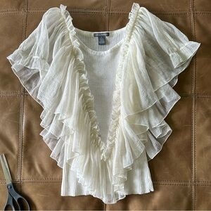 Blouse Top With Chiffon Sleeves White Isabella Rodriguez Sz Med Fairy Balletcore